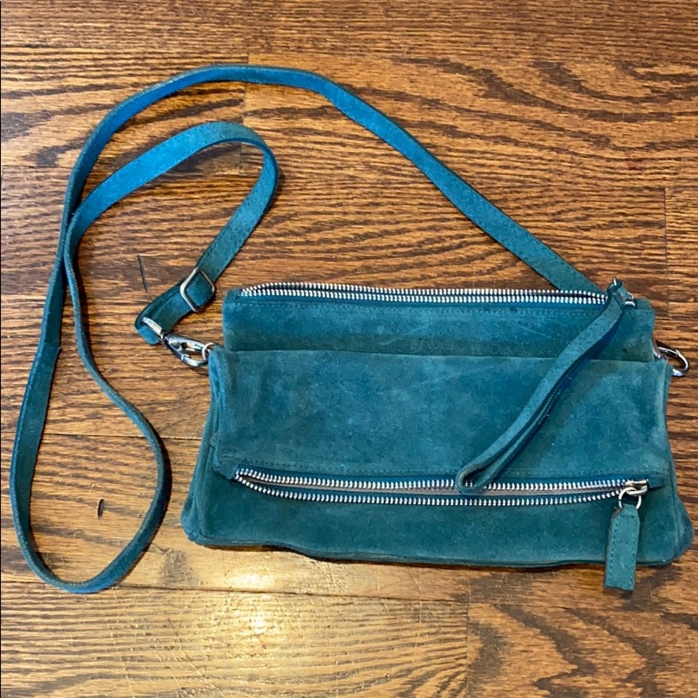 Teal suede crossbody